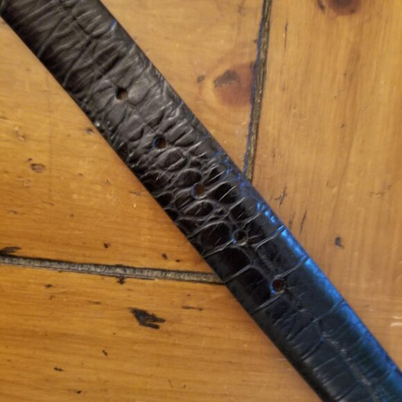 W. Kleinberg Embossed Crocodile Belt, Nickel Removable Buckle, Black, Sz 42 - Picture 10 of 14